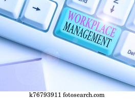 Conceptual hand writing showing Workplace Management. Business photo showcasing organizing things surrounding you in your working space.