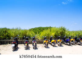 formentera scooter parking bikes near beach fotosearch