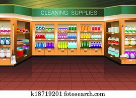 Grocery store: cleaning supply section Grocery store: cleaning supply section