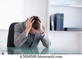 homme affaires, après, manqué, négociation