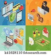 Internet Security Isometric square Banners Internet Security Isometric square Banners