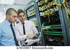it engineers in network server room