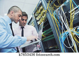 it engineers in network server room