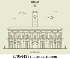 Palazzo del Podesta in Bologna, Italy. Landmark icon Palazzo del Podesta in Bologna, Italy. Landmark icon