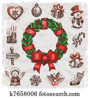 חג המולד, ו, ראשי שנה, חופשות, וקטור, העבר, צייר, דוגמה