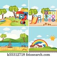 スクール 建物 そして 運動場 クリップアート 切り張り イラスト 絵画 集 K51577550 Fotosearch