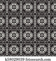 Abstract black and white floral seamless pattern. Vector monochr Abstract black and white floral seamless pattern. Vector monochr