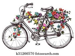 Bike with flowers, design element Bike with flowers, design element