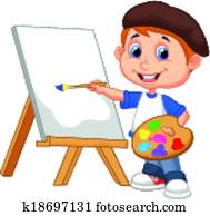 Cartoon boy painting Cartoon boy painting