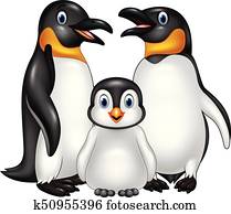 Cartoon happy penguin family isolated on white background Cartoon happy penguin family isolated on white background