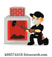 Chimney Sweeper cleaning fireplace Chimney Sweeper cleaning fireplace