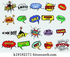 Comic sale explosion icons Comic sale explosion icons