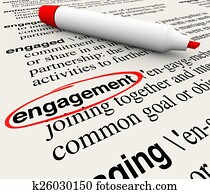 compromiso, diccionario, definición, palabra, dar la vuelta, empleado, audiencia