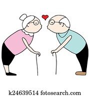 kissing, senior couple