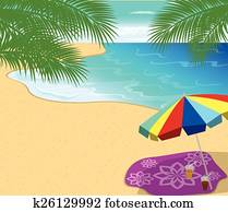 Palm trees with tropical beach in background Stock Photo | x29803449 ...