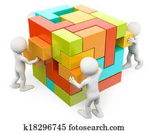 3d, weiß, leute., gebäude, und, schaffen, begriff