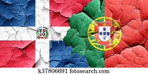 bandeira república dominican, com, bandeira portugal, ligado, um, grunge, rachado, w bandeira república dominican, com, bandeira portugal, ligado, um, grunge, rachado, w