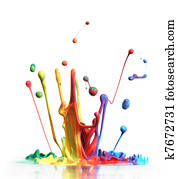 Colorful paint splashing isolated on white Colorful paint splashing isolated on white