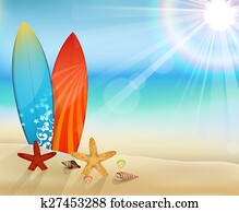 Daytime beach with surfboards