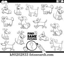 find two same dogs game coloring book page find two same dogs game coloring book page