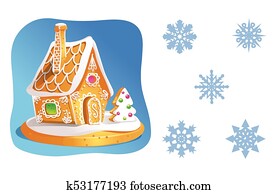 Traditionelle, lebkuchen, keks, haus, dekoriert, mit, gemischt