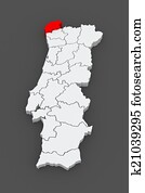 mapa, de, viana, faça, castelo., portugal. mapa, de, viana, faça, castelo., portugal.