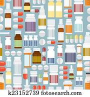 Pills and Drugs in Seamless Pattern Pills and Drugs in Seamless Pattern