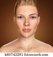 Eyebrow microblading comparison 3d face before and after Eyebrow microblading comparison 3d face before and after