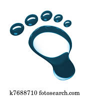 Footprint from water drops isolated on white