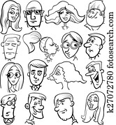 kreslený film, obývať, charakter, faces