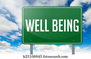 Well Being on Highway Signpost.