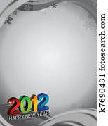 2012, ראשי שנה, כרטיס, עם, רקע