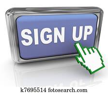 3d sign up button and pointer 3d sign up button and pointer