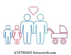 A schematic depiction of a family couple of gay men with children A schematic depiction of a family couple of gay men with children