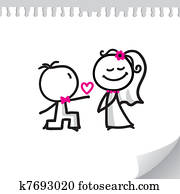 caricatura, par wedding