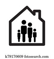 Home with family inside icon. Stay at home concept. Coronavirus COVID-19 virus quarantine or recommendation Home with family inside icon. Stay at home concept. Coronavirus COVID-19 virus quarantine or recommendation