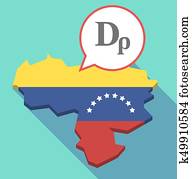 Long shadow Venezuela map with a drachma currency sign