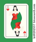 Close-up of the queen of hearts playing card Stock Image | x18648453