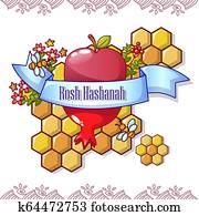 Rosh hashanah concept background, cartoon style Rosh hashanah concept background, cartoon style