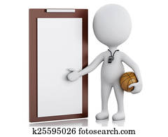 3d white people coach with Clipboard. 3d white people coach with Clipboard.