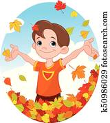 Boy and Leaves Boy and Leaves