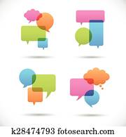 coloridos, fala, bolhas