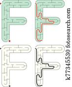 Easy alphabet maze - letter F Easy alphabet maze - letter F