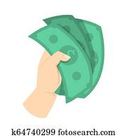 Happy Young Man Holding Cash Money Banknotes In Hands Financial Money Concept Vector Illustration In Cartoon Style