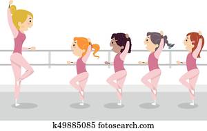 Stickman Kids Girls Ballet Class Illustration Stickman Kids Girls Ballet Class Illustration