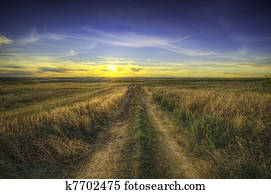 Sunset Over Country Road HDR
