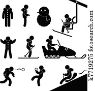 atividade inverno, chairlift, esquiando