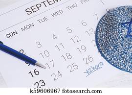 Calendar., yom kippur, concept.