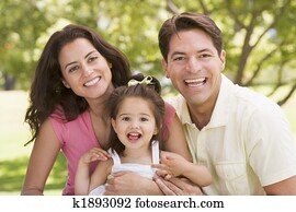 familia, sentado, aire libre, sonriente