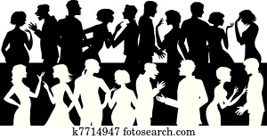 grupp, av, talande, folk